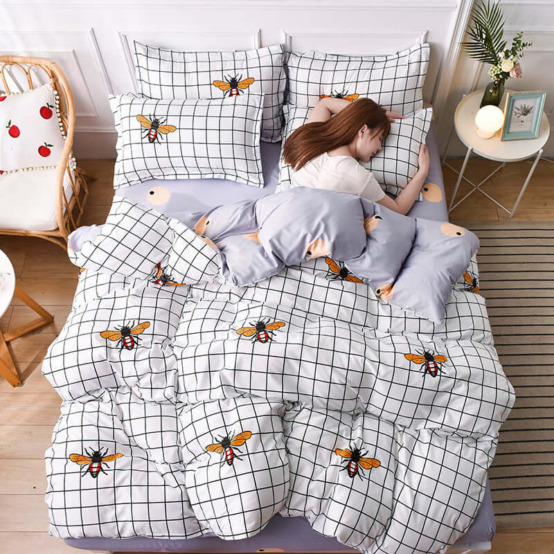Elevate Your Sleep Space with Our Printed Four-Piece Aloe Cotton Bed Sheet Set - Homelune LTD home essentials and decor!