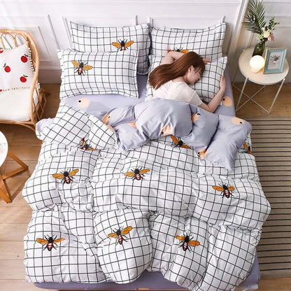 Elevate Your Sleep Space with Our Printed Four-Piece Aloe Cotton Bed Sheet Set - Homelune LTD home essentials and decor!