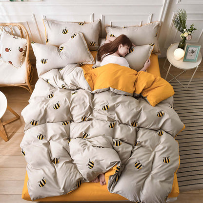 Elevate Your Sleep Space with Our Printed Four-Piece Aloe Cotton Bed Sheet Set - Homelune LTD home essentials and decor!