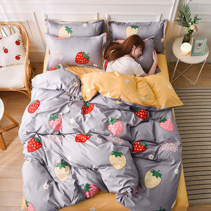 Elevate Your Sleep Space with Our Printed Four-Piece Aloe Cotton Bed Sheet Set - Homelune LTD home essentials and decor!