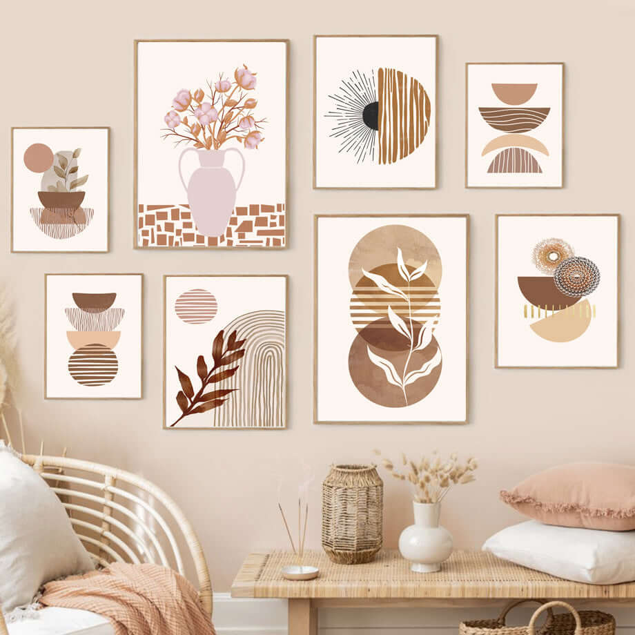 Enhance Your Space with Our Bohemian Line Leaves Abstract Painting! - Homelune LTD home essentials and decor!