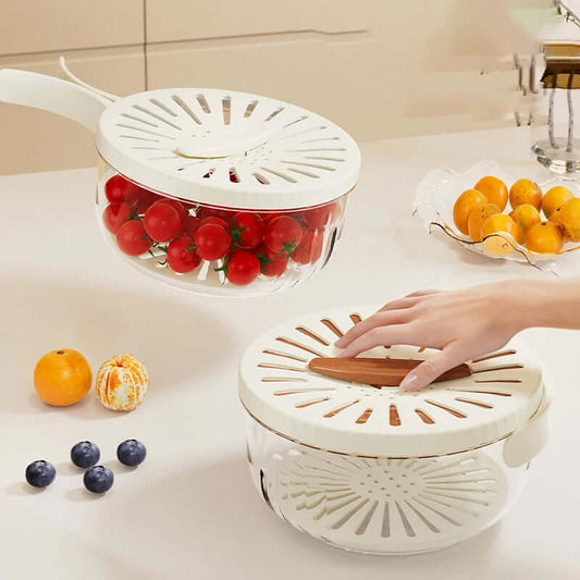 Foldable Fruit Drain Basket with Lid for Easy Cleaning - Homelune LTD home essentials and decor!