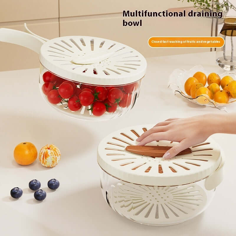 Foldable Fruit Drain Basket with Lid for Easy Cleaning - Homelune LTD home essentials and decor!