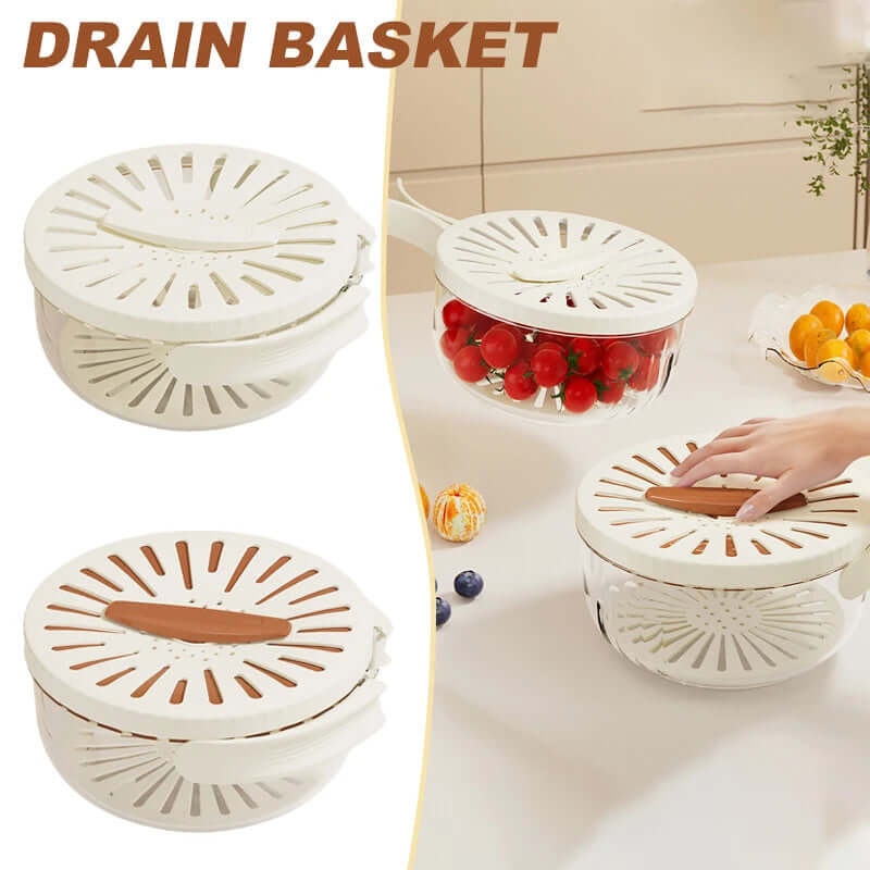 Foldable Fruit Drain Basket with Lid for Easy Cleaning - Homelune LTD home essentials and decor!