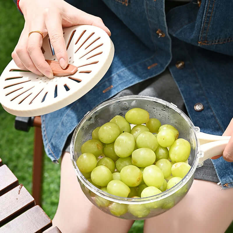 Foldable Fruit Drain Basket with Lid for Easy Cleaning - Homelune LTD home essentials and decor!