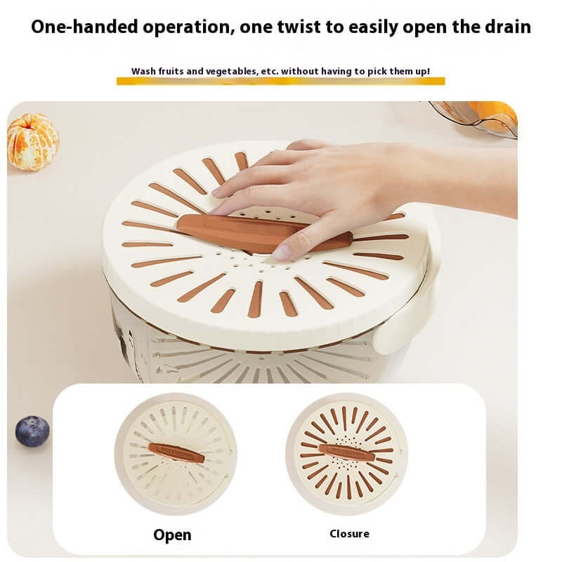 Foldable Fruit Drain Basket with Lid for Easy Cleaning - Homelune LTD home essentials and decor!