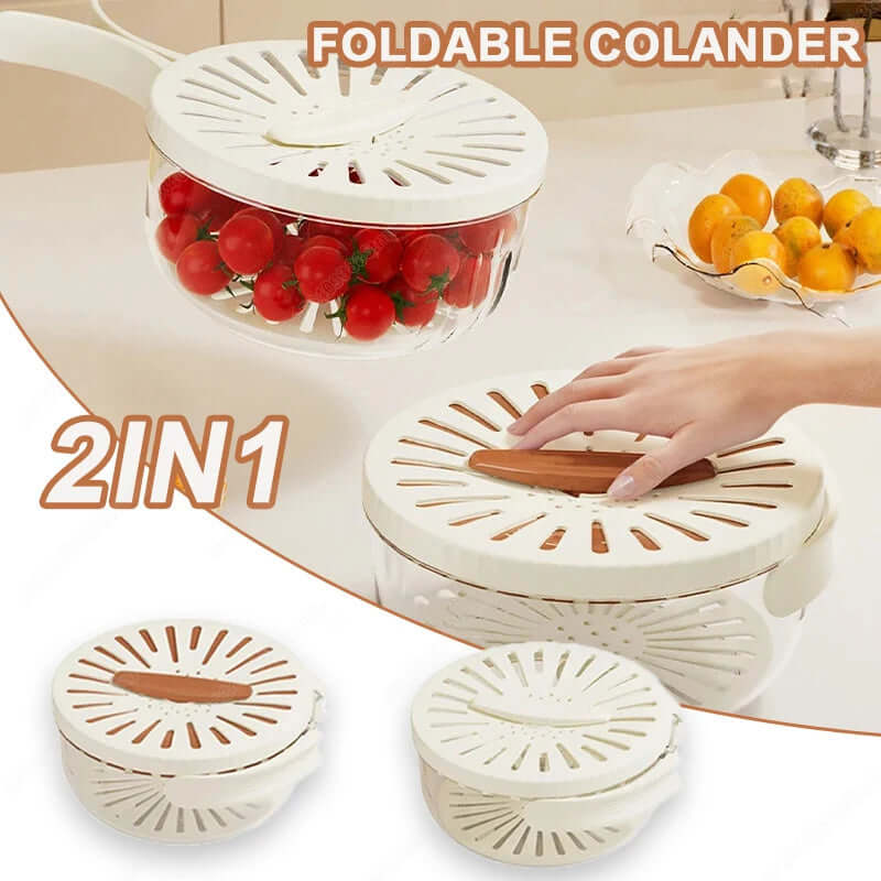 Foldable Fruit Drain Basket with Lid for Easy Cleaning - Homelune LTD home essentials and decor!