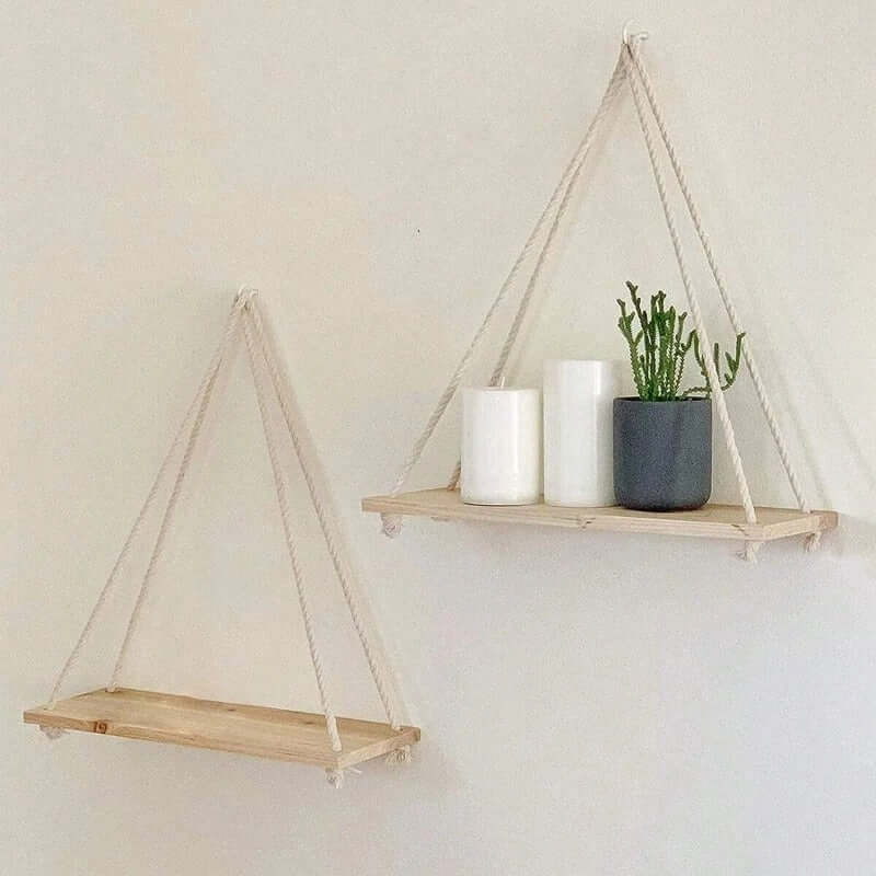 Hanging Wooden Shelf with Hemp Rope for Stylish Plant Display - Homelune LTD home essentials and decor!