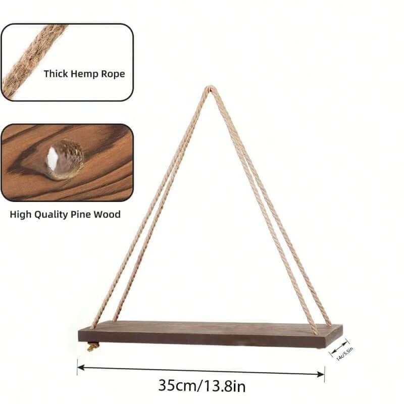 Hanging Wooden Shelf with Hemp Rope for Stylish Plant Display - Homelune LTD home essentials and decor!