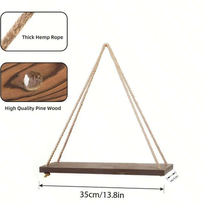 Hanging Wooden Shelf with Hemp Rope for Stylish Plant Display - Homelune LTD home essentials and decor!
