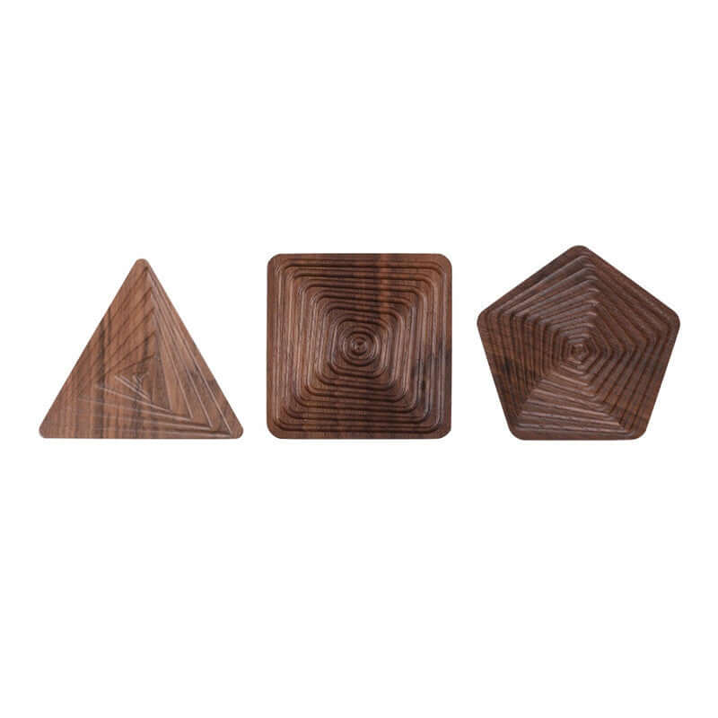 Japanese Black Walnut Geometric Tea Coaster: Creative Cup Holder - Homelune LTD home essentials and decor!