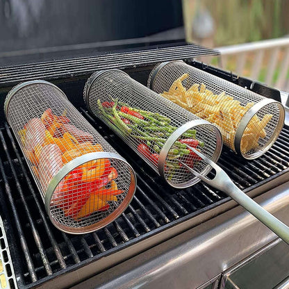 Portable Rolling BBQ Grill Basket – Perfect for Outdoor Camping & Grilling - Homelune LTD home essentials and decor!