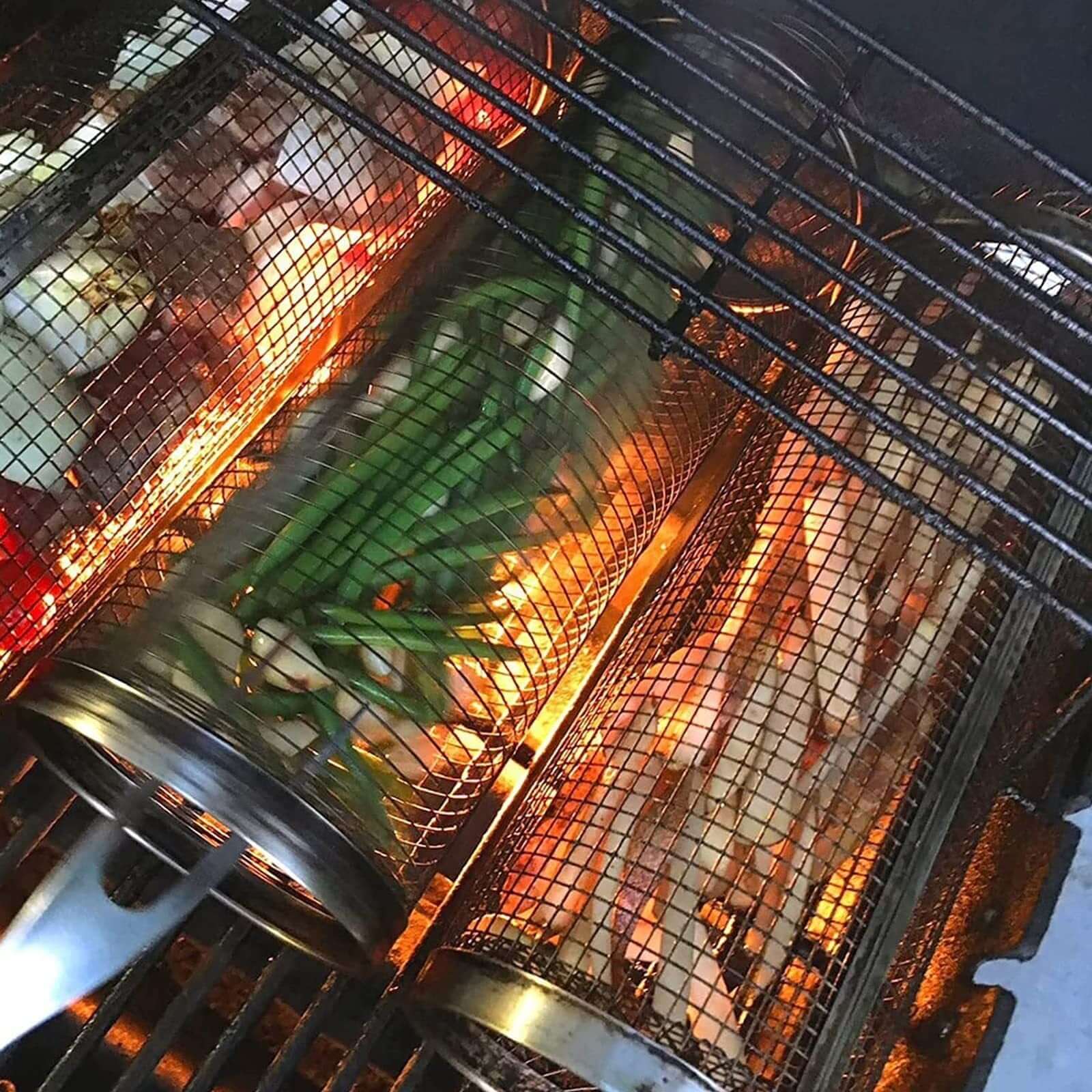 Portable Rolling BBQ Grill Basket – Perfect for Outdoor Camping & Grilling - Homelune LTD home essentials and decor!