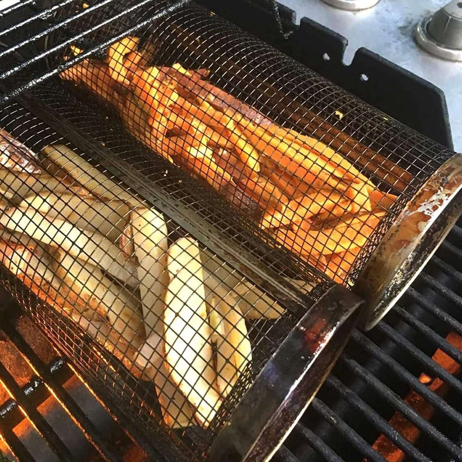 Portable Rolling BBQ Grill Basket – Perfect for Outdoor Camping & Grilling - Homelune LTD home essentials and decor!