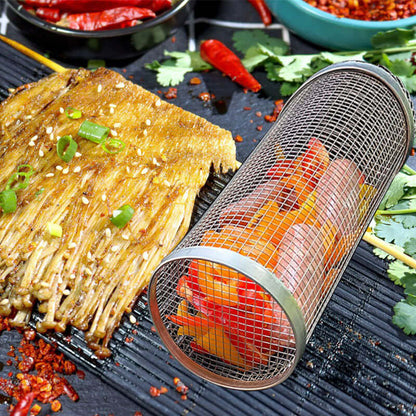 Portable Rolling BBQ Grill Basket – Perfect for Outdoor Camping & Grilling - Homelune LTD home essentials and decor!