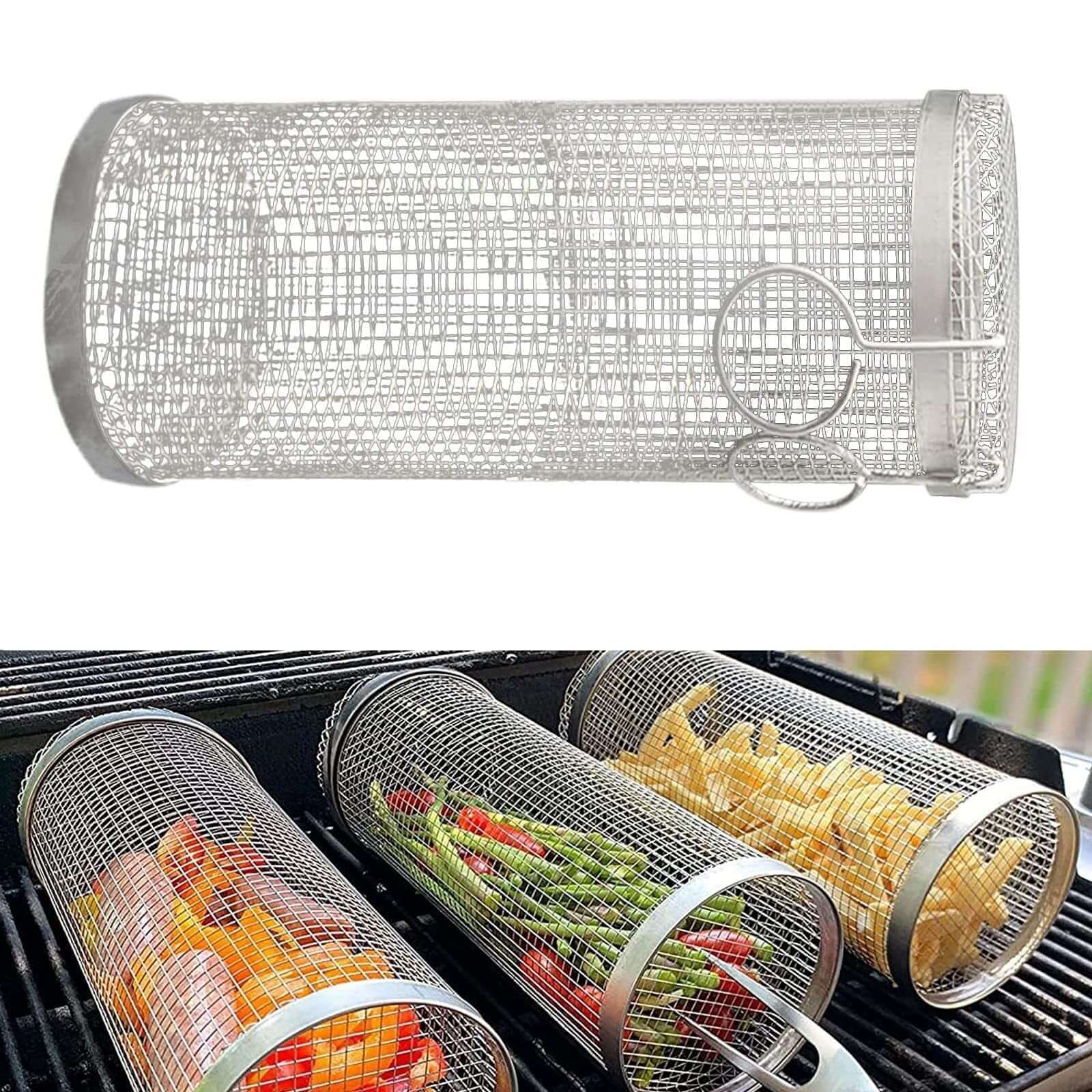 Portable Rolling BBQ Grill Basket – Perfect for Outdoor Camping & Grilling - Homelune LTD home essentials and decor!
