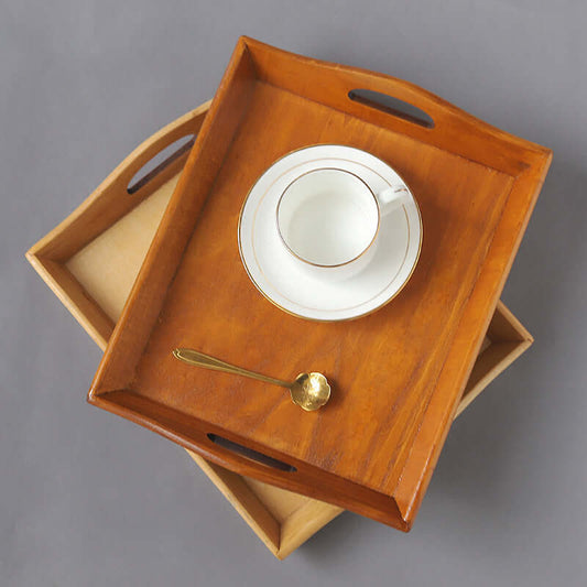 Retro Wooden Serving Tray: Bamboo Cutlery and Fruit Decor - Homelune LTD home essentials and decor!