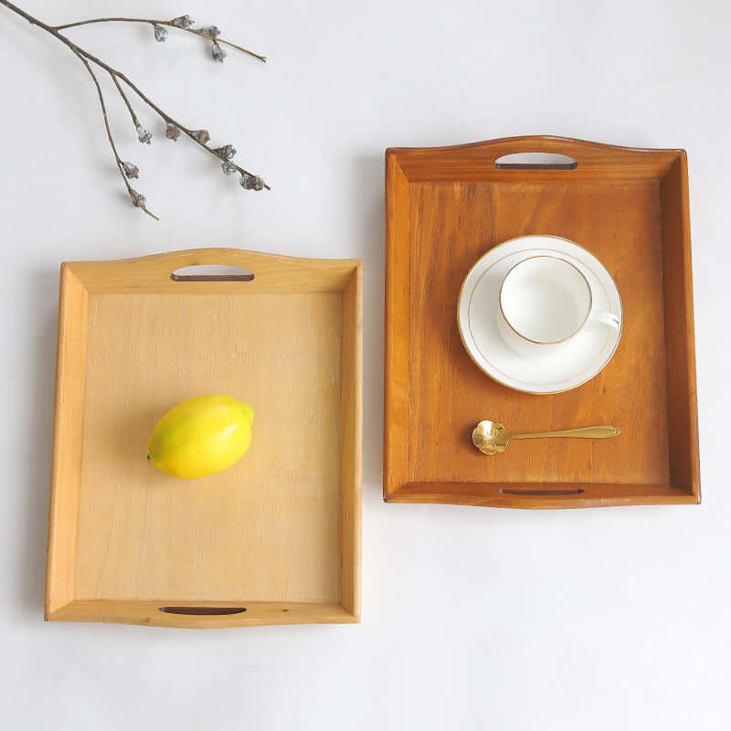 Retro Wooden Serving Tray: Bamboo Cutlery and Fruit Decor - Homelune LTD home essentials and decor!