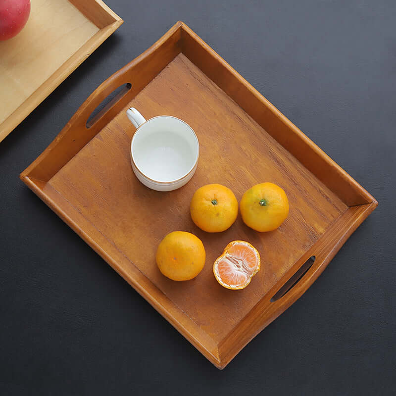 Retro Wooden Serving Tray: Bamboo Cutlery and Fruit Decor - Homelune LTD home essentials and decor!