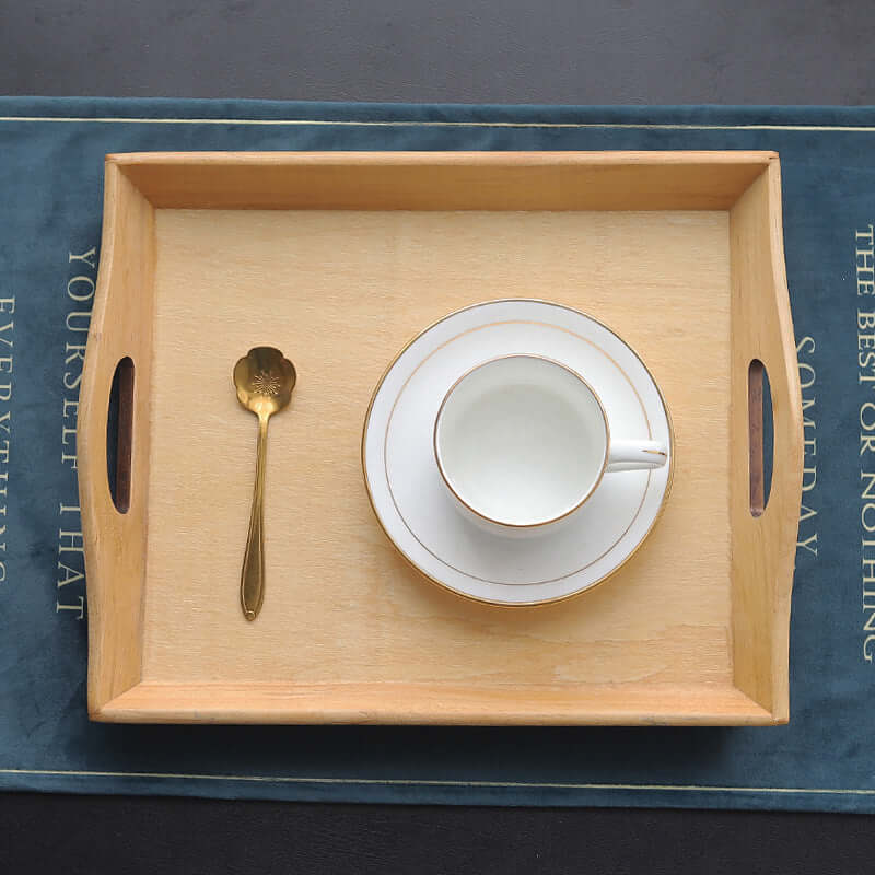 Retro Wooden Serving Tray: Bamboo Cutlery and Fruit Decor - Homelune LTD home essentials and decor!