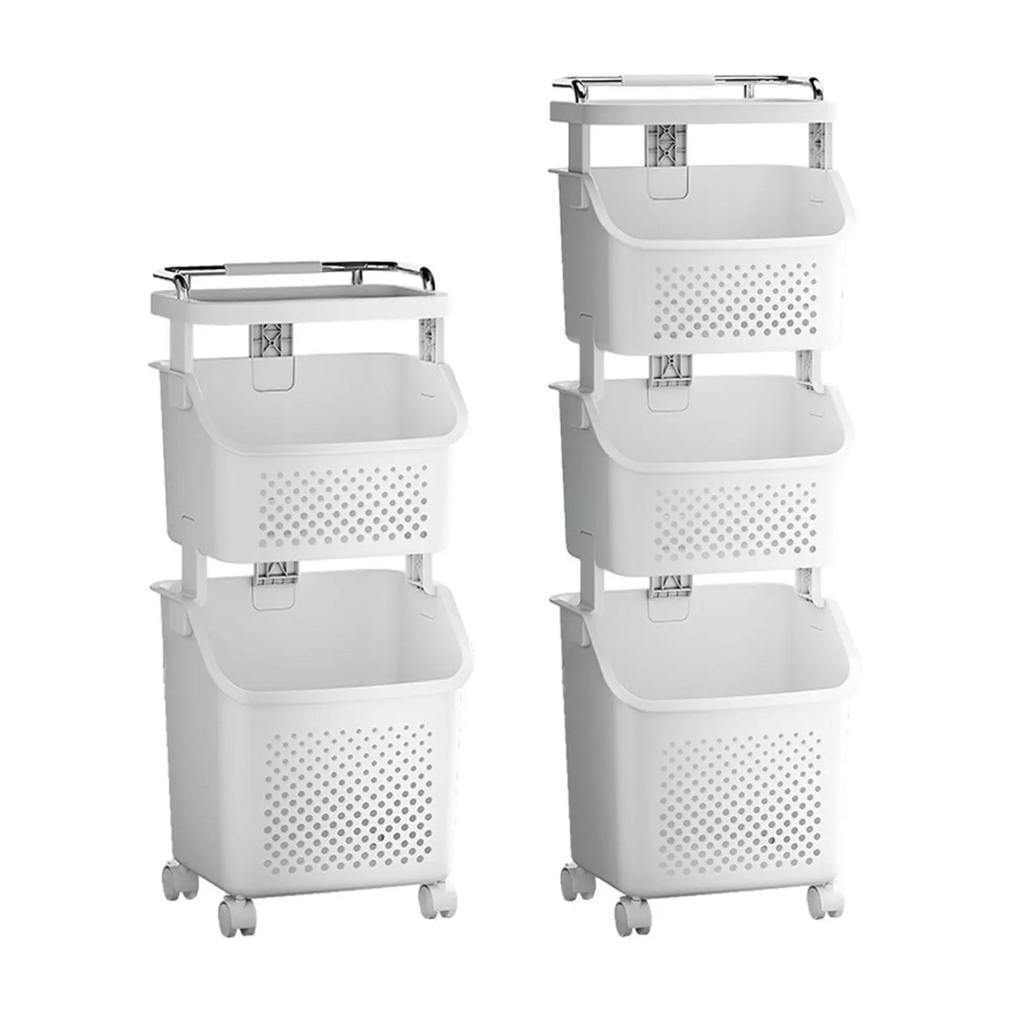 Rolling Laundry Basket with Storage Shelves Homelune LTD