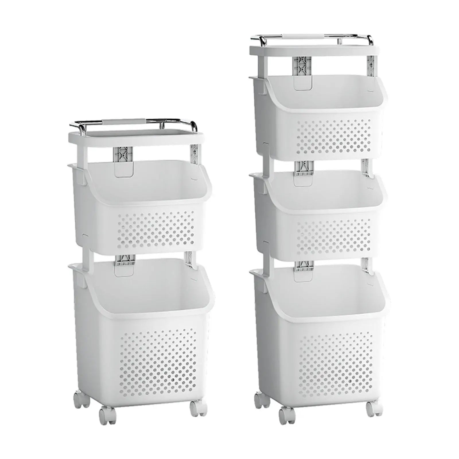 Rolling Laundry Basket with Storage Shelves Homelune LTD