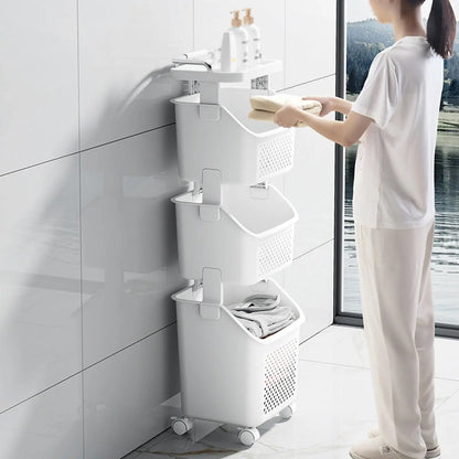 Rolling Laundry Basket with Storage Shelves Homelune LTD
