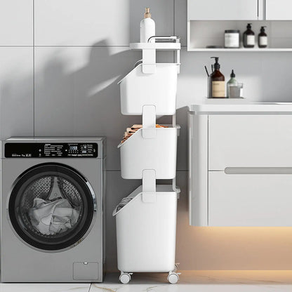 Rolling Laundry Basket with Storage Shelves Homelune LTD