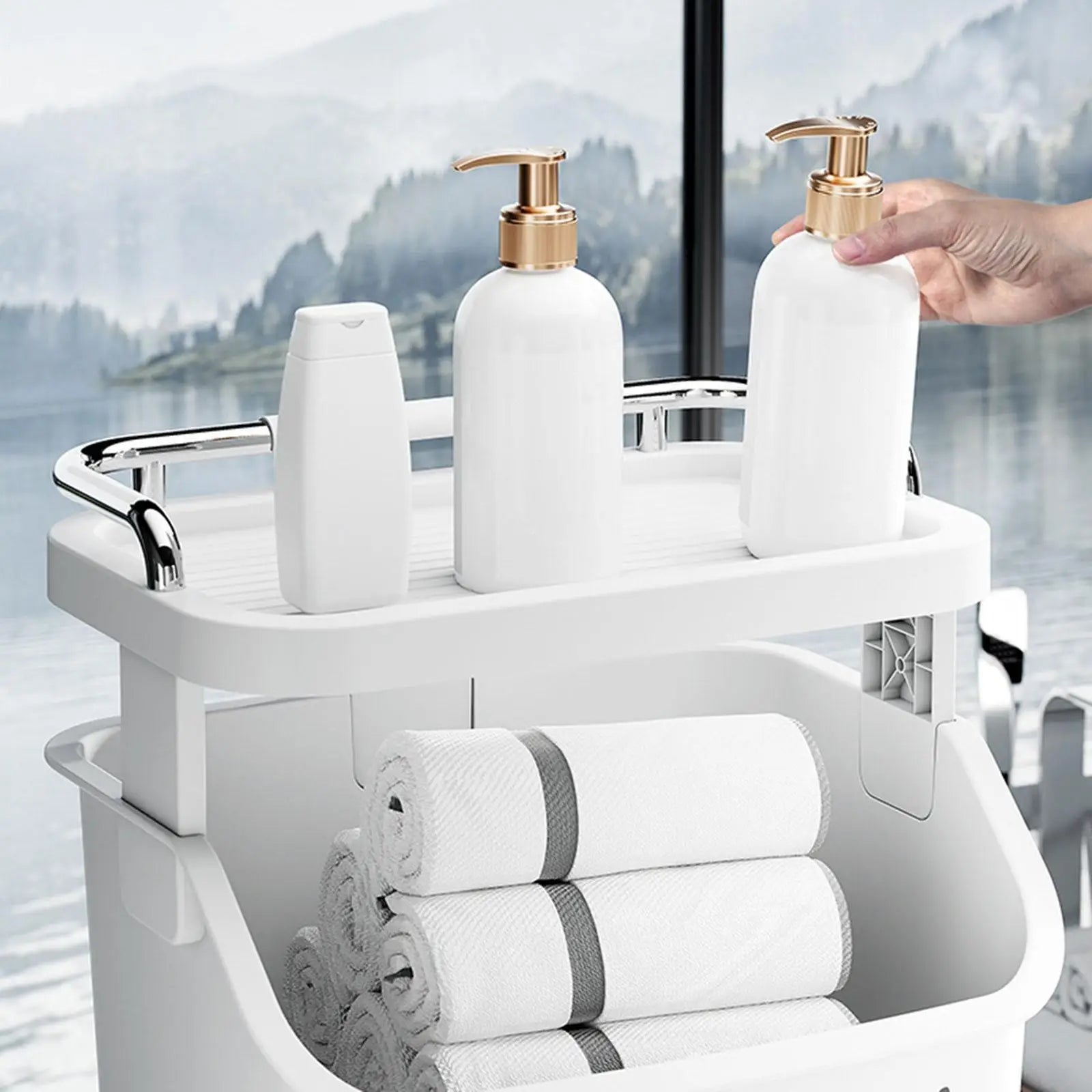 Rolling Laundry Basket with Storage Shelves Homelune LTD