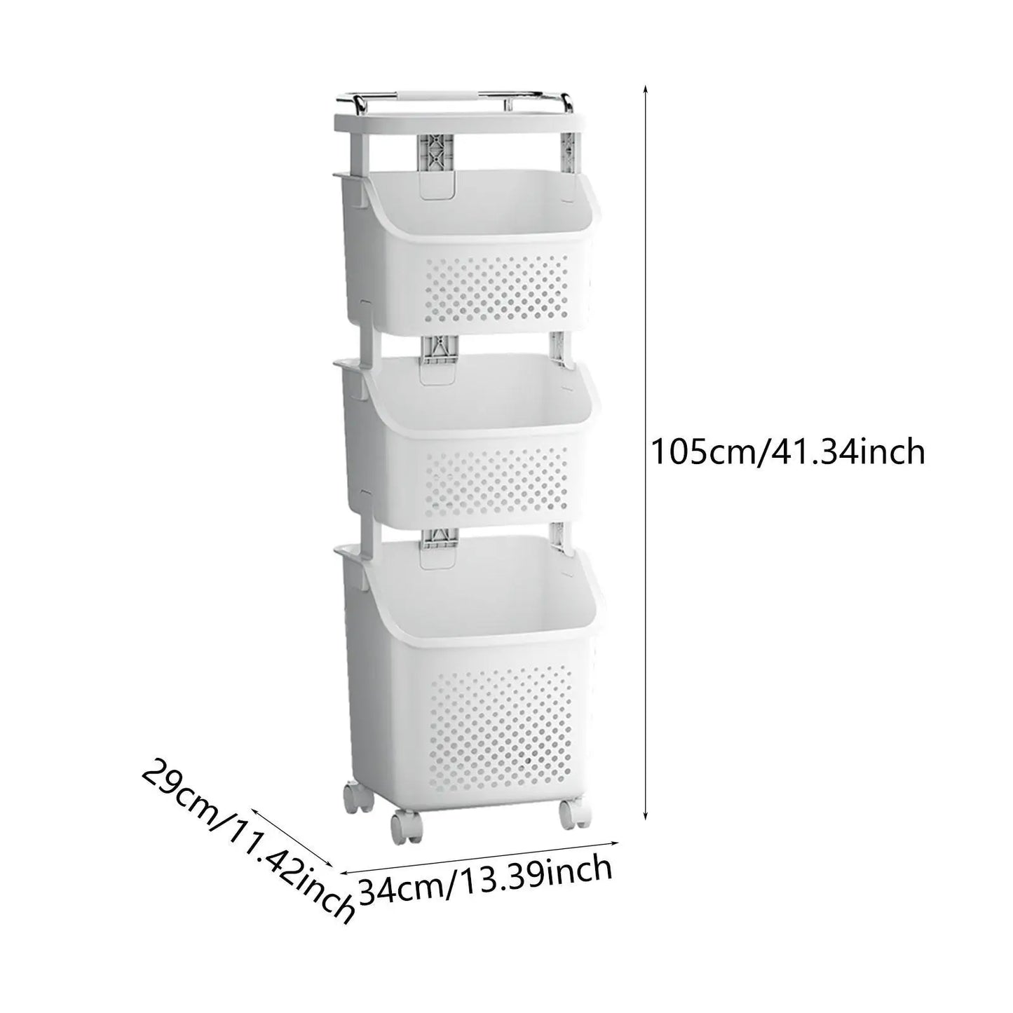 Rolling Laundry Basket with Storage Shelves Homelune LTD
