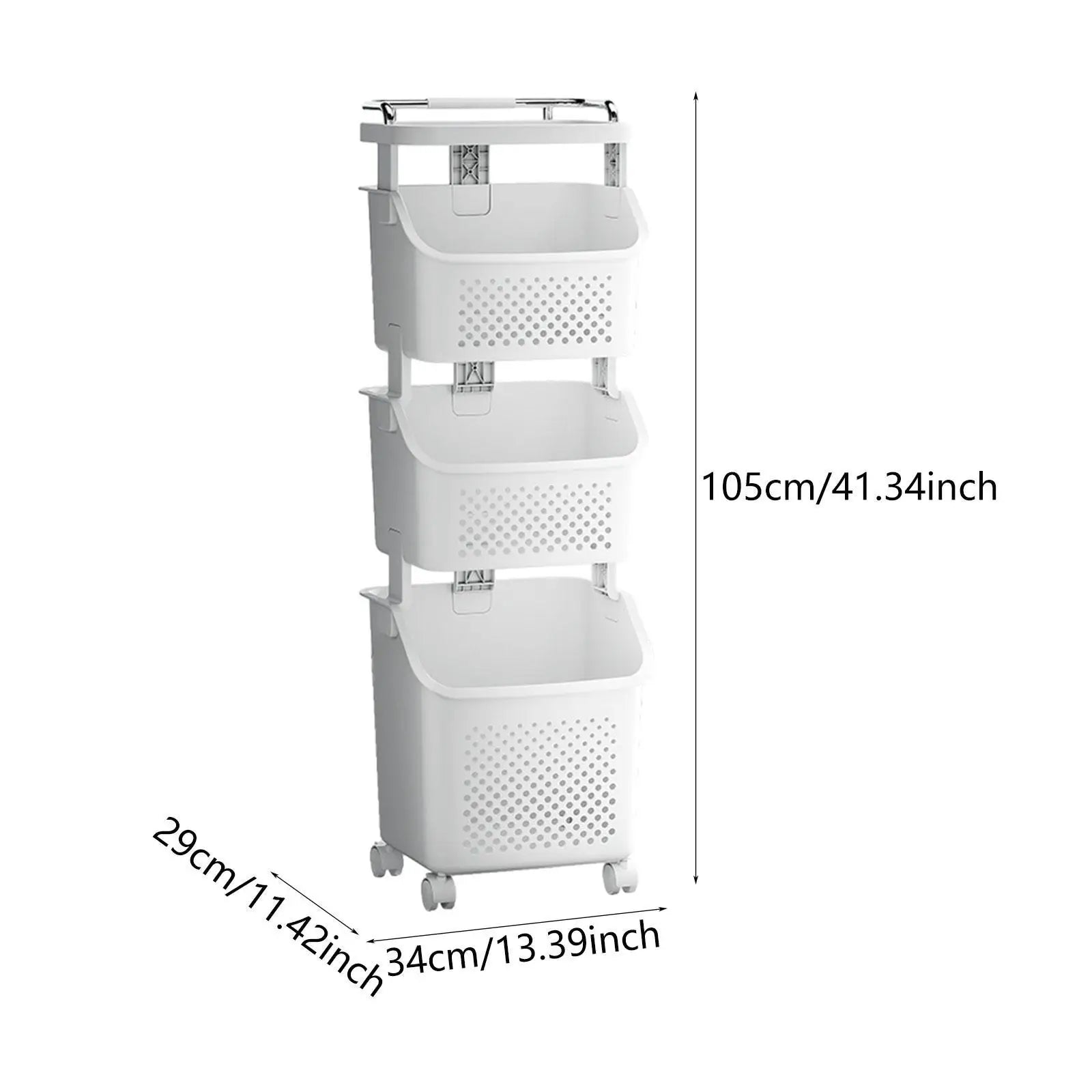 Rolling Laundry Basket with Storage Shelves Homelune LTD