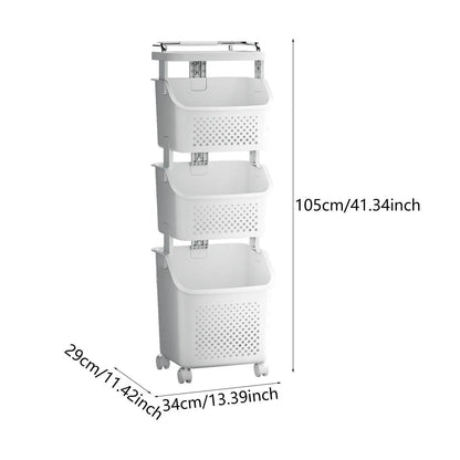 Rolling Laundry Basket with Storage Shelves Homelune LTD