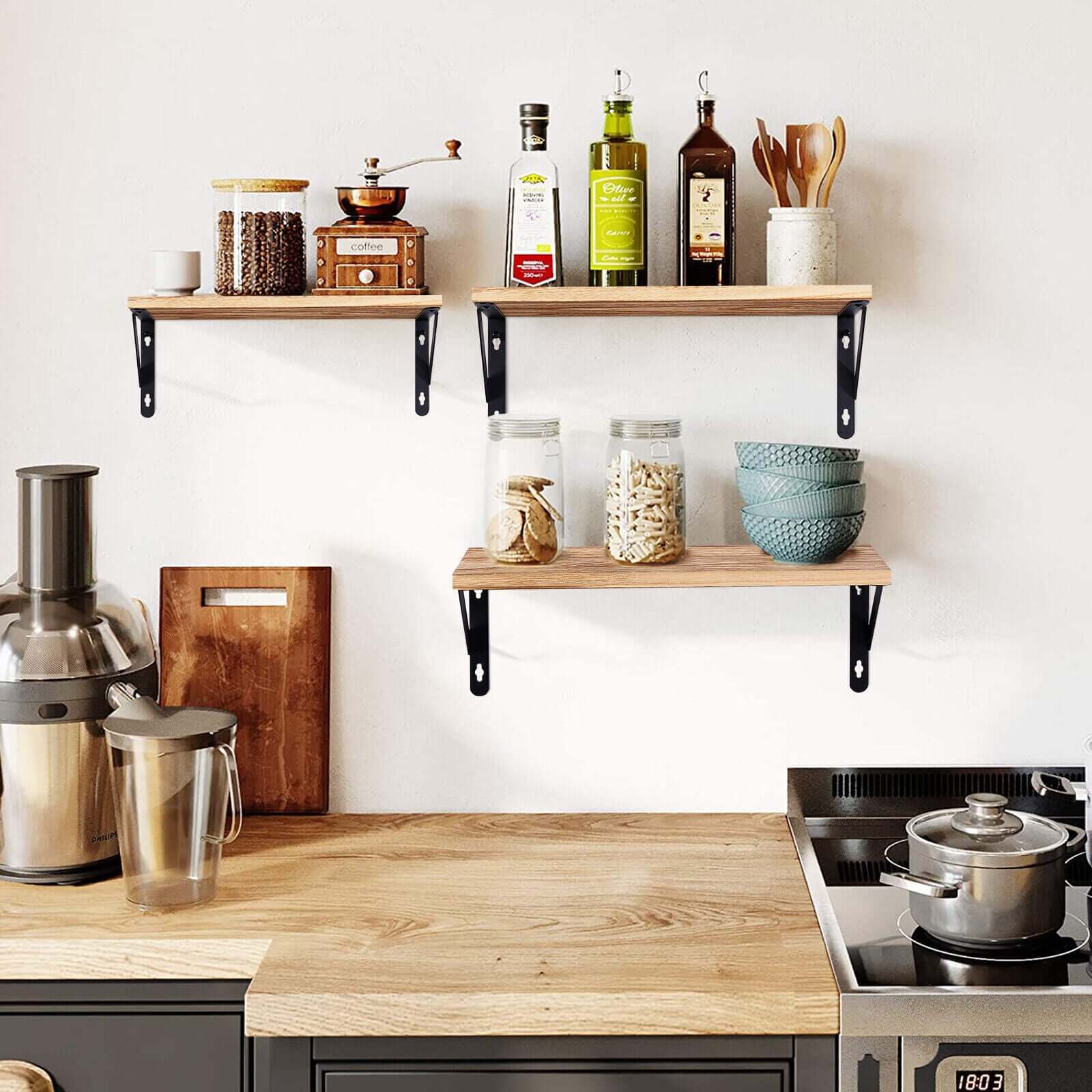 Rustic Industrial Wooden Floating Shelves for Wall Display - Homelune LTD home essentials and decor!