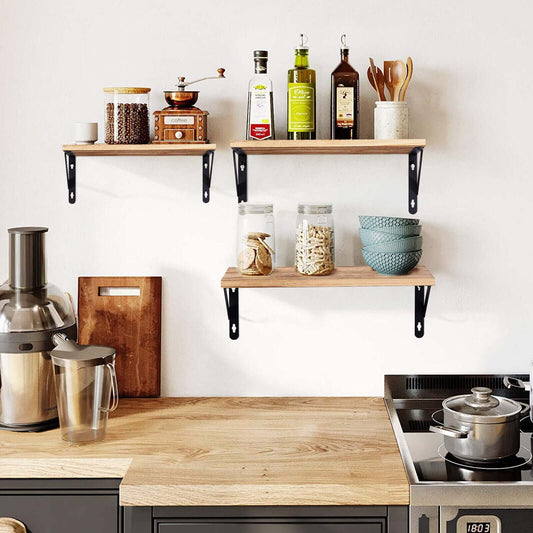 Rustic Industrial Wooden Floating Shelves for Wall Display - Homelune LTD home essentials and decor!