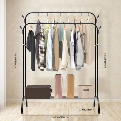 Adjustable Double-Rod Garment Rack with Shoe Storage Homelune LTD