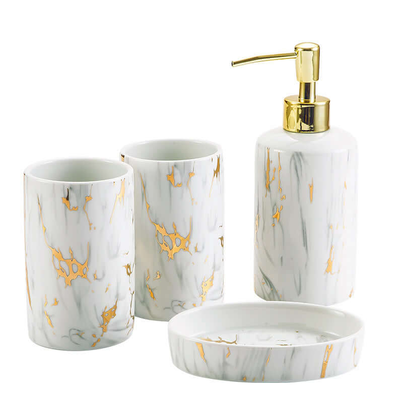 Transform Your Bathroom with Our Luxurious Marble Wash Kit & Ceramic Accessories! - Homelune LTD home essentials and decor!