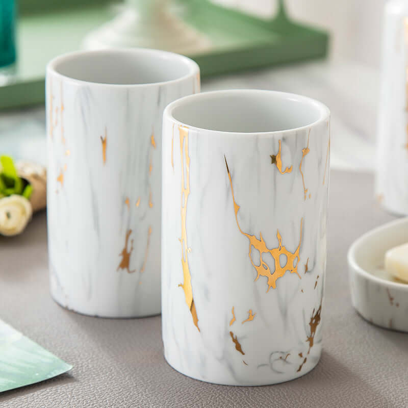 Transform Your Bathroom with Our Luxurious Marble Wash Kit & Ceramic Accessories! - Homelune LTD home essentials and decor!