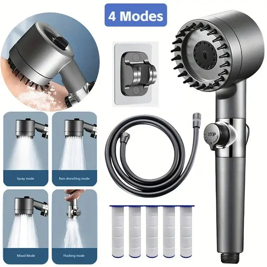 Upgrade Your Shower Experience with the Gun Grey Skincare Filter Booster Shower Head! - Homelune LTD home essentials and decor!