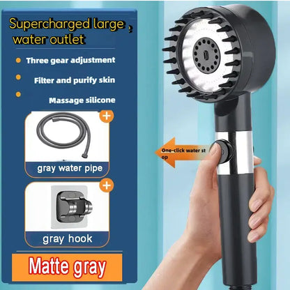 Upgrade Your Shower Experience with the Gun Grey Skincare Filter Booster Shower Head! - Homelune LTD home essentials and decor!