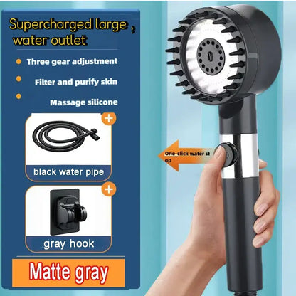 Upgrade Your Shower Experience with the Gun Grey Skincare Filter Booster Shower Head! - Homelune LTD home essentials and decor!