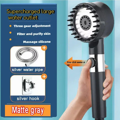 Upgrade Your Shower Experience with the Gun Grey Skincare Filter Booster Shower Head! - Homelune LTD home essentials and decor!