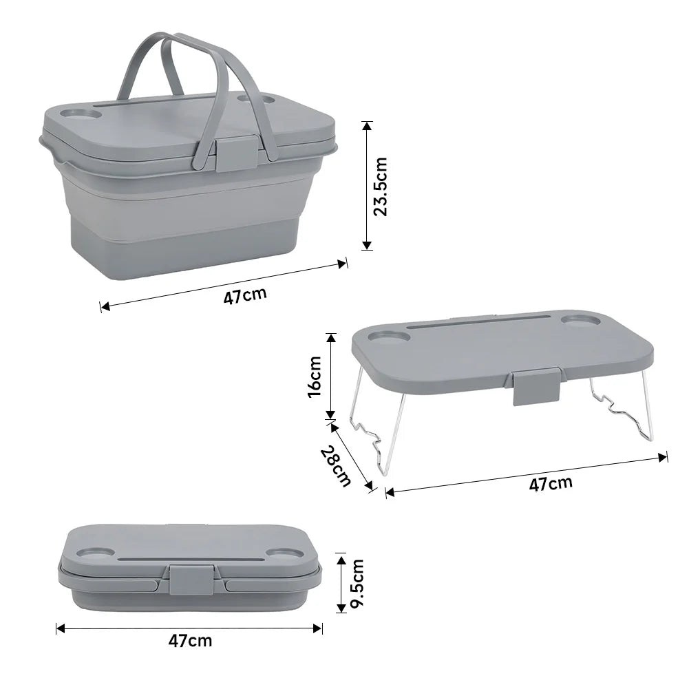 Collapsible Picnic Basket with Handles and Cup Holders Homelune LTD