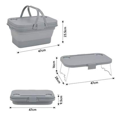 Collapsible Picnic Basket with Handles and Cup Holders Homelune LTD